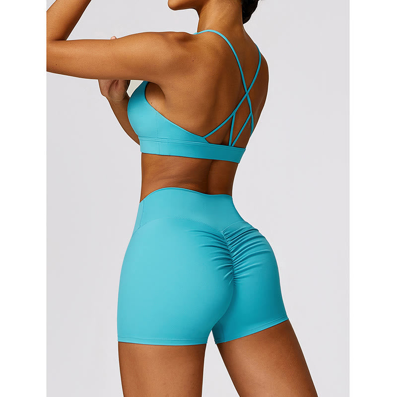 Buddha Stones Gym Sports Yoga Soutien-gorge dos nu Crop Tank Top Short respirant