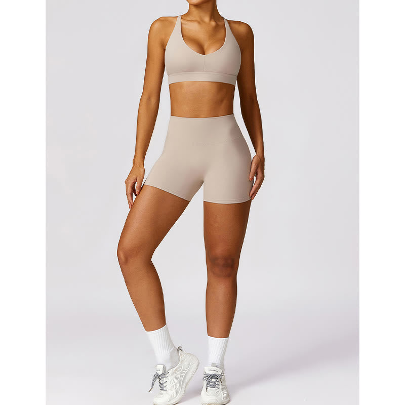 Buddha Stones Gym Sports Yoga Soutien-gorge dos nu Crop Tank Top Short respirant