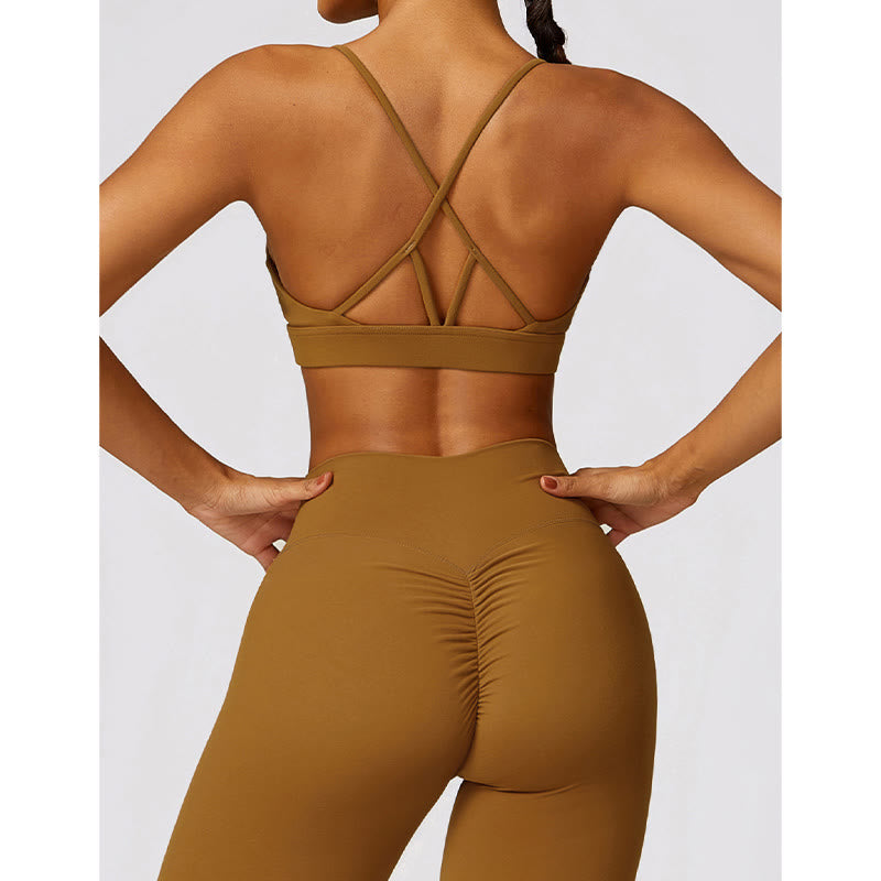Buddha Stones Gym Sports Yoga Soutien-gorge dos nu Crop Tank Top Short respirant