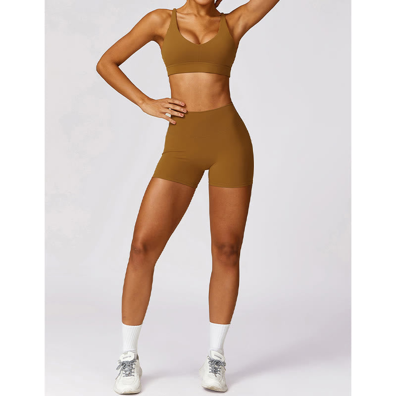 Buddha Stones Gym Sports Yoga Soutien-gorge dos nu Crop Tank Top Short respirant