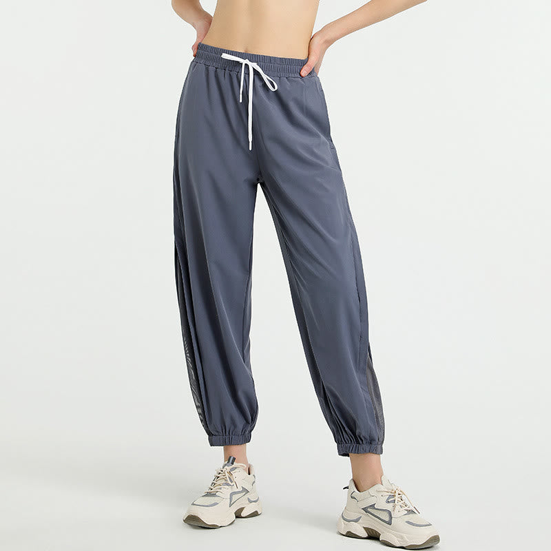 Pantalon de survêtement de sport ample taille haute Buddha Stones avec poches
