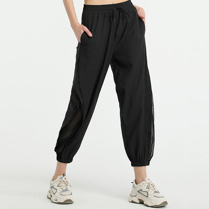 Pantalon de survêtement de sport ample taille haute Buddha Stones avec poches