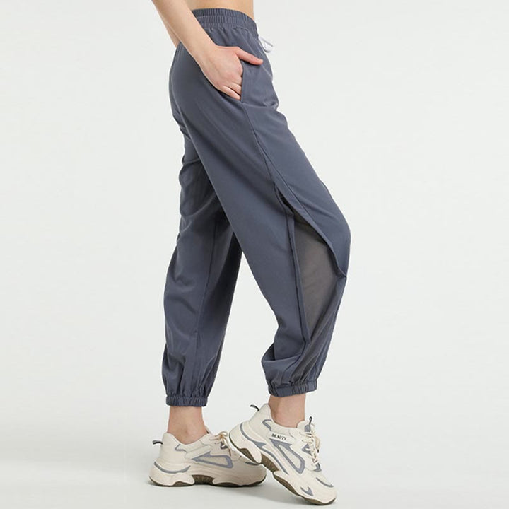 Pantalon de sport taille haute ample Buddha Stones pour le fitness, le yoga et le survêtement, avec poches - Bleu - US8-10，UK/AU12-14，EU40-42 (XL)  - image 0