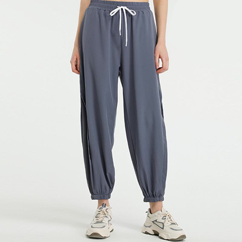 Pantalon de survêtement de sport ample taille haute Buddha Stones avec poches