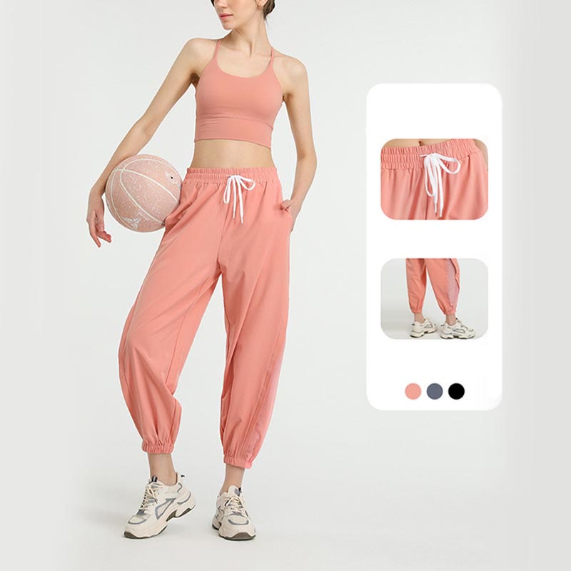Pantalon de survêtement de sport ample taille haute Buddha Stones avec poches