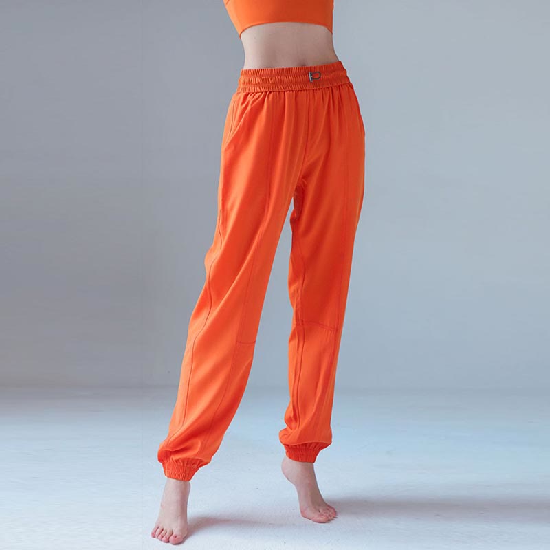 Pantalon de survêtement taille haute Buddha Stones pour le fitness, le yoga, le sport, le jogging, avec poches - Orange - US8-10，UK/AU12-14，EU40-42 (XL) - image 0