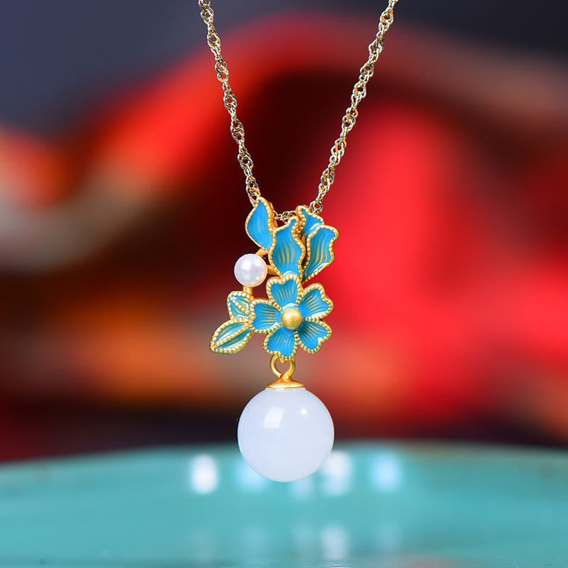 Collier pendentif bague boucles d'oreilles en argent sterling 925 Buddha Stones en jade blanc