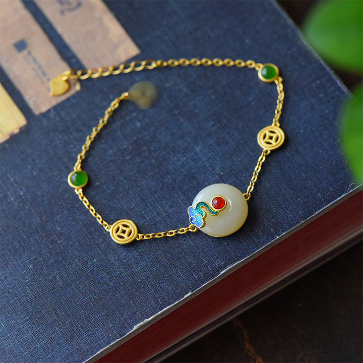 Buddha Stones Pièces de cuivre en jade Nuages de bon augure Collier de prospérité Pendentif Bracelet Bague Boucles d'oreilles