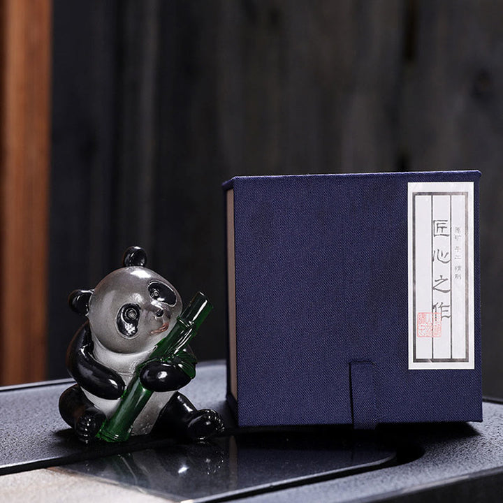 Buddha Stones changeantes de couleur, petit panda mignon, bambou, thé, animal de compagnie, résine, figurine décorative pour la maison - 1 pièce Panda Bamboo (boîte cadeau) - image 9