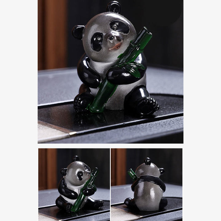 Buddha Stones changeantes de couleur, petit panda mignon, bambou, thé, animal de compagnie, résine, figurine décorative pour la maison - image 4