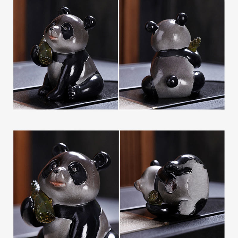 Buddha Stones changeantes de couleur, petit panda mignon, bambou, thé, animal de compagnie, résine, figurine décorative pour la maison - image 7