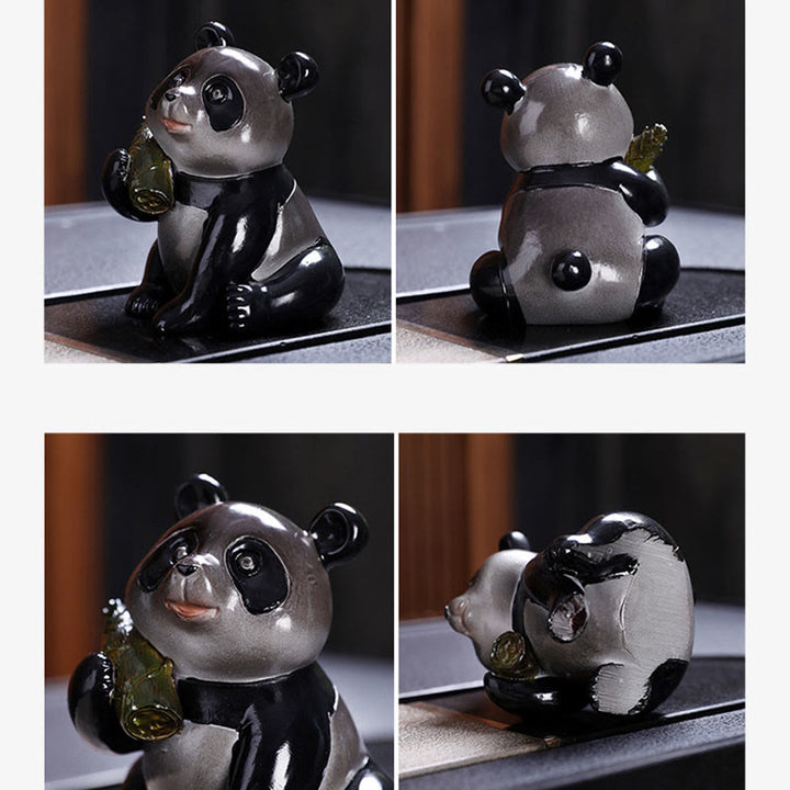 Buddha Stones changeantes de couleur, petit panda mignon, bambou, thé, animal de compagnie, résine, figurine décorative pour la maison - image 7