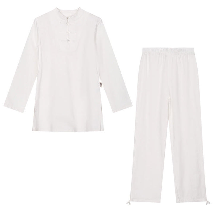 Ensemble 2 Buddha Stones chemise à manches courtes et pantalon pour femme, méditation, zen, tai-chi, coton et lin - image 18