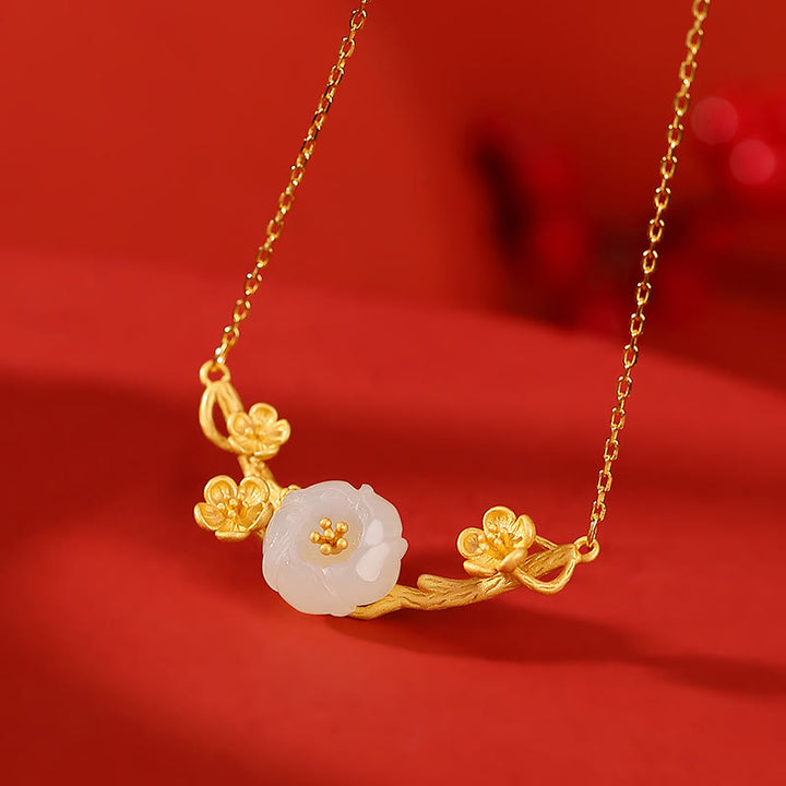 Buddha Stones et jade Hetian en fleur de prunier
