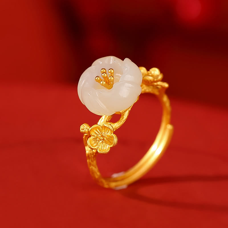 Buddha Stones et jade Hetian en fleur de prunier