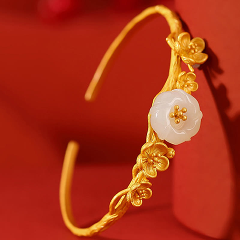 Buddha Stones et jade Hetian en fleur de prunier