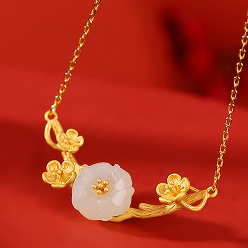 Buddha Stones et jade Hetian en fleur de prunier
