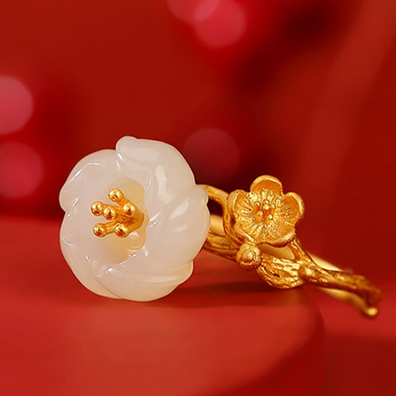 Buddha Stones et jade Hetian en fleur de prunier