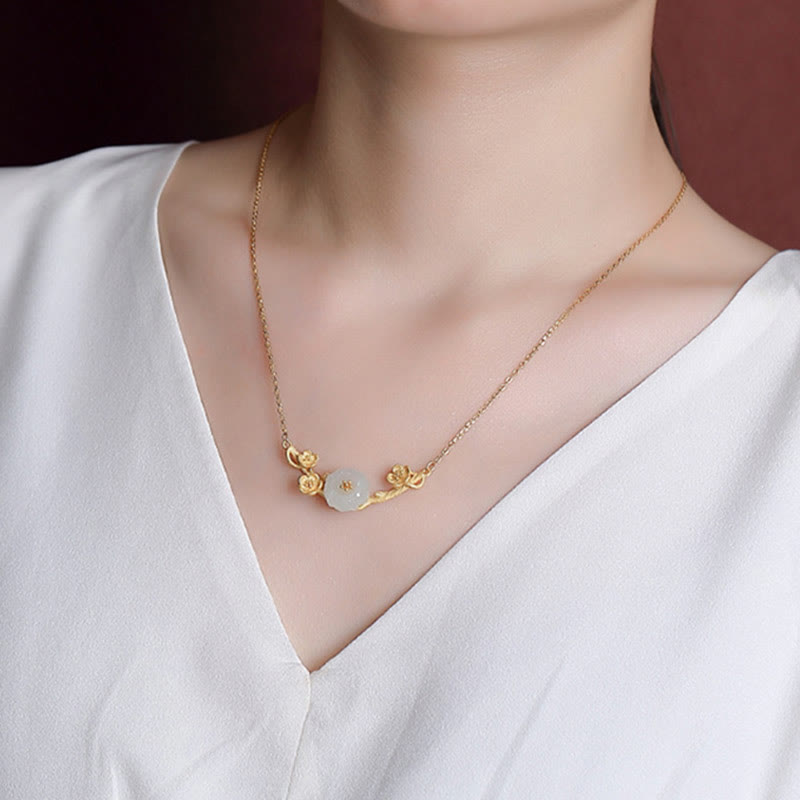 Buddha Stones et jade Hetian en fleur de prunier