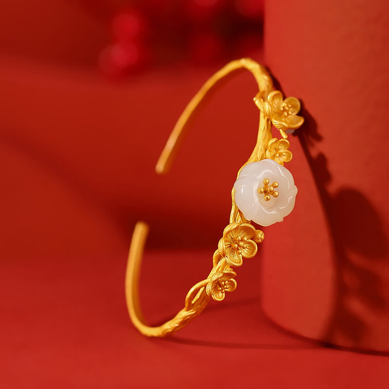 Buddha Stones et jade Hetian en fleur de prunier