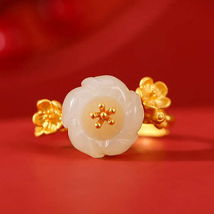 Buddha Stones et jade Hetian en fleur de prunier
