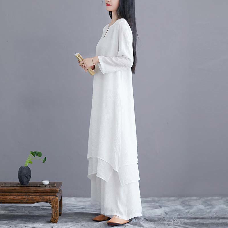 Robe midi unie et pantalon large en Buddha Stones (2 pièces) - Idéale pour la méditation, la pratique spirituelle du zen, le yoga et la danse. - image 7
