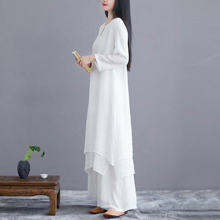 Robe midi unie et pantalon large en Buddha Stones (2 pièces) - Idéale pour la méditation, la pratique spirituelle du zen, le yoga et la danse. - image 7