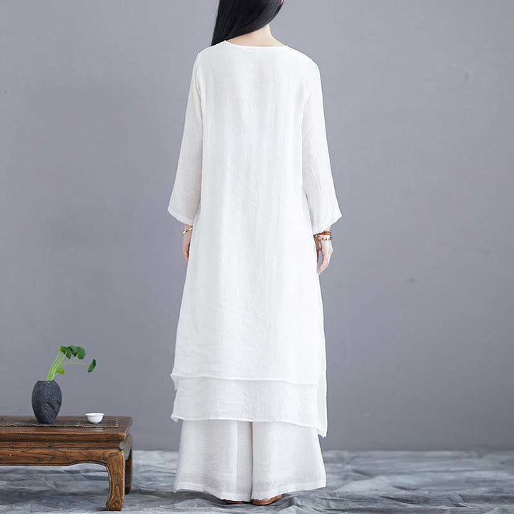 Robe mi-longue de couleur unie Buddha Stones , pantalon large, méditation, pratique spirituelle zen, yoga, danse, 2 pièces - image 3