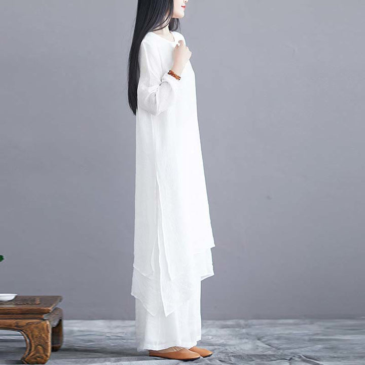 Robe midi unie et pantalon large en Buddha Stones (2 pièces) - Idéale pour la méditation, la pratique spirituelle du zen, le yoga et la danse. - image 4