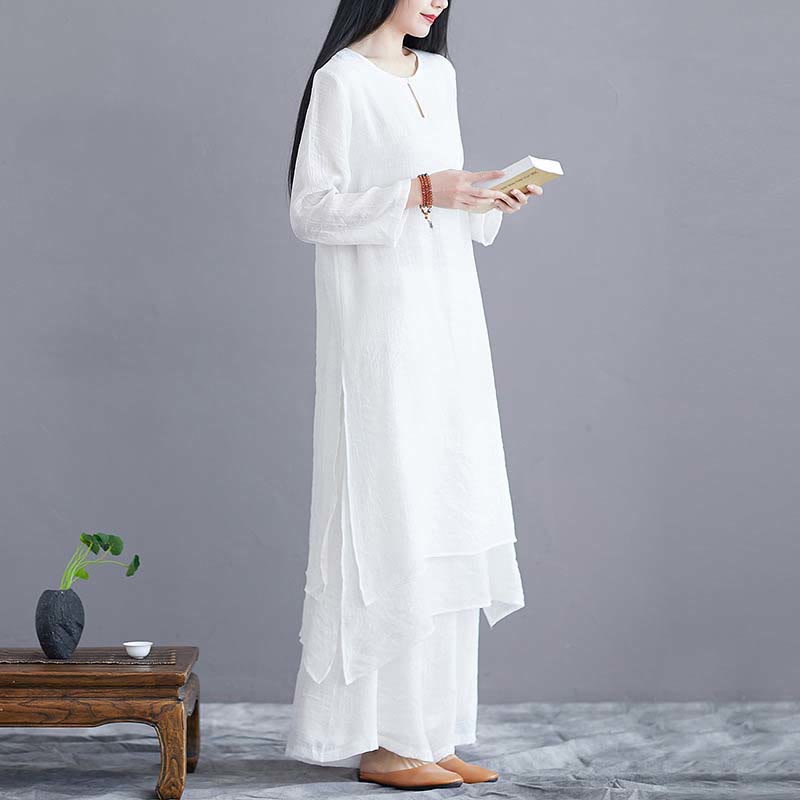 Robe midi unie et pantalon large en Buddha Stones (2 pièces) - Idéale pour la méditation, la pratique spirituelle du zen, le yoga et la danse. - image 1