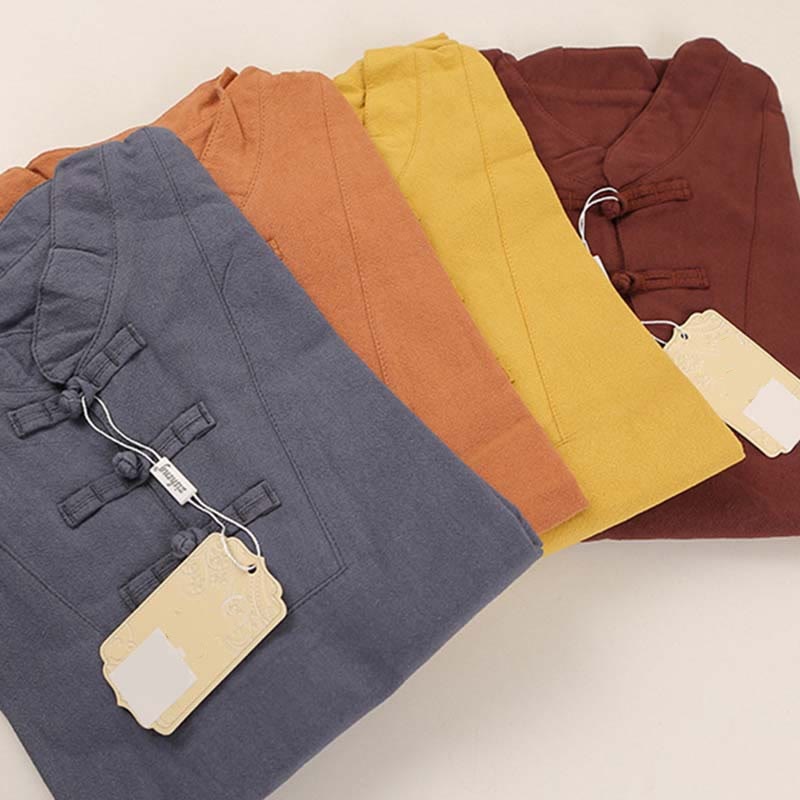 Ensemble de vêtements en coton et lin pour femme, 2 pièces, chemise à manches courtes, haut, t-shirt, pantalon, méditation, zen, Tai Chi - image 16