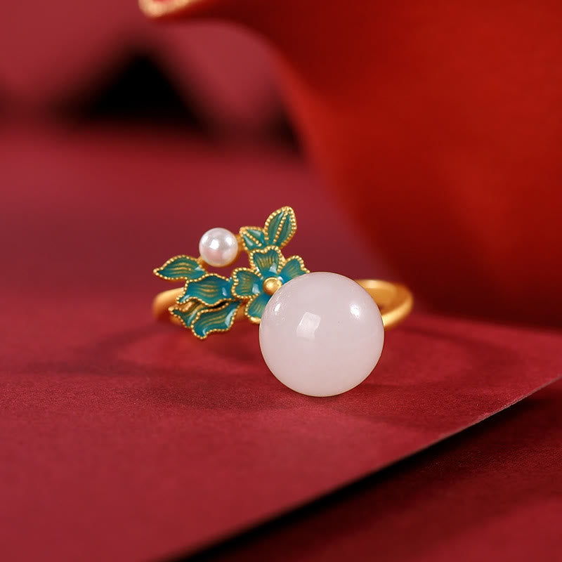 Collier pendentif bague boucles d'oreilles en argent sterling 925 Buddha Stones en jade blanc
