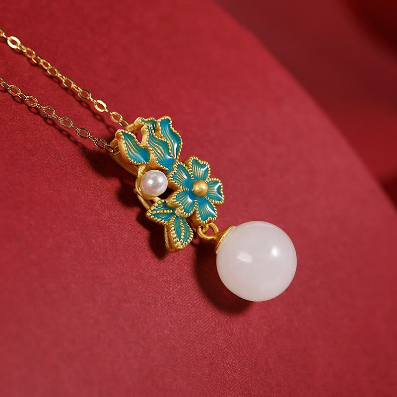 Collier pendentif bague boucles d'oreilles en argent sterling 925 Buddha Stones en jade blanc