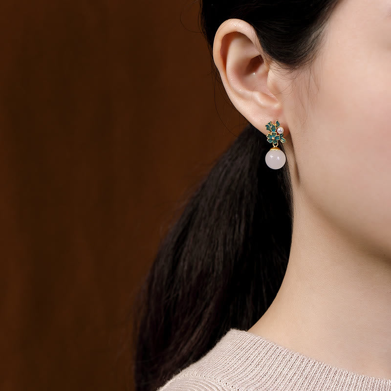 Collier pendentif bague boucles d'oreilles en argent sterling 925 Buddha Stones en jade blanc