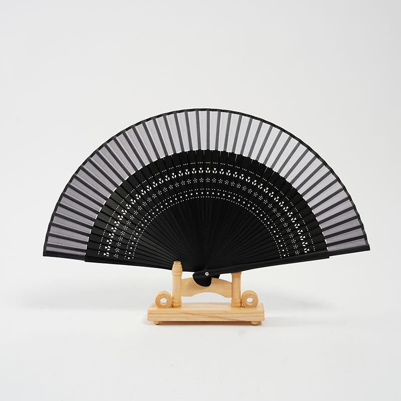 Éventail pliable en bambou à main avec gravure creuse et dégradé de couleurs de Buddha Stones