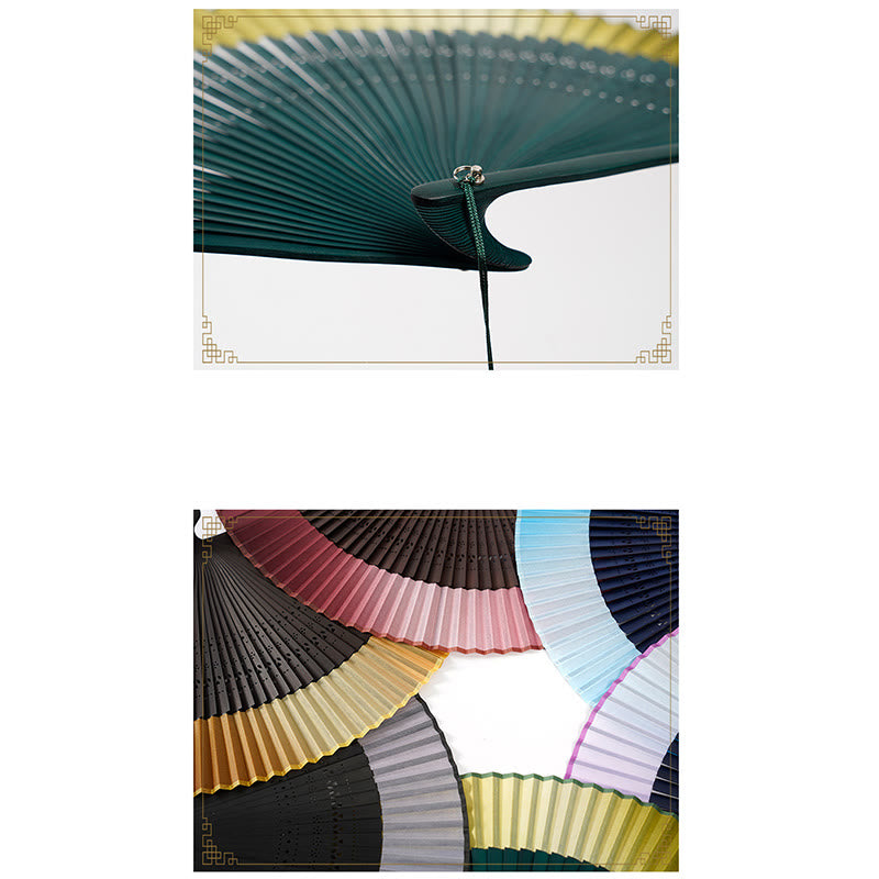 Éventail pliable en bambou à main avec gravure creuse et dégradé de couleurs de Buddha Stones