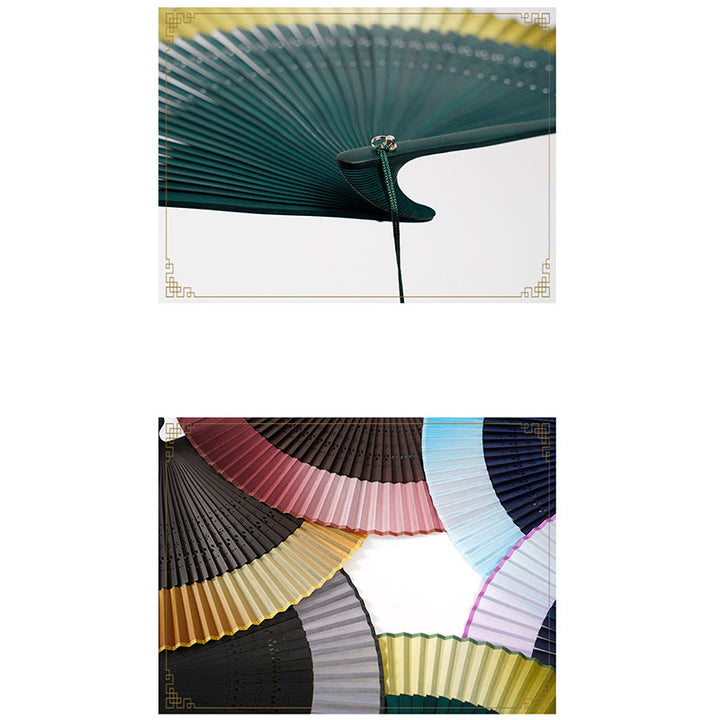 Éventail pliable en bambou à main avec gravure creuse et dégradé de couleurs de Buddha Stones