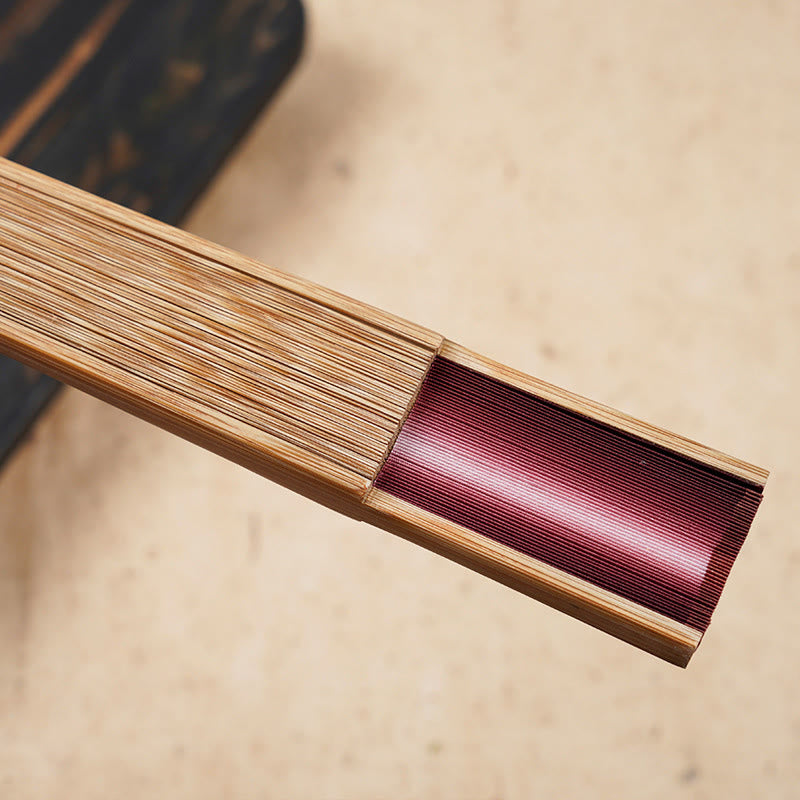 Éventail pliable en bambou à gravure creuse avec dégradé de couleurs unies et Buddha Stones