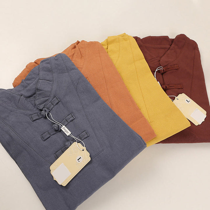 Ensemble de vêtements en coton et lin pour homme, 2 pièces, chemise à manches courtes, haut, t-shirt, pantalon, méditation, zen, Tai Chi - image 13