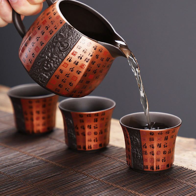 Buddha Stones Petit Fu Caractère Argile Violet Tasse à Thé en Céramique Tasse à Thé Kung Fu 50 ml