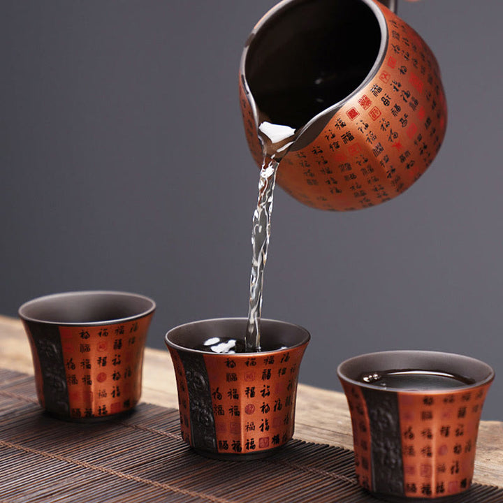 Buddha Stones Petit Fu Caractère Argile Violet Tasse à Thé en Céramique Tasse à Thé Kung Fu 50 ml