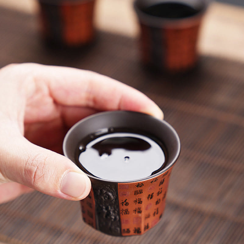 Buddha Stones Petit Fu Caractère Argile Violet Tasse à Thé en Céramique Tasse à Thé Kung Fu 50 ml