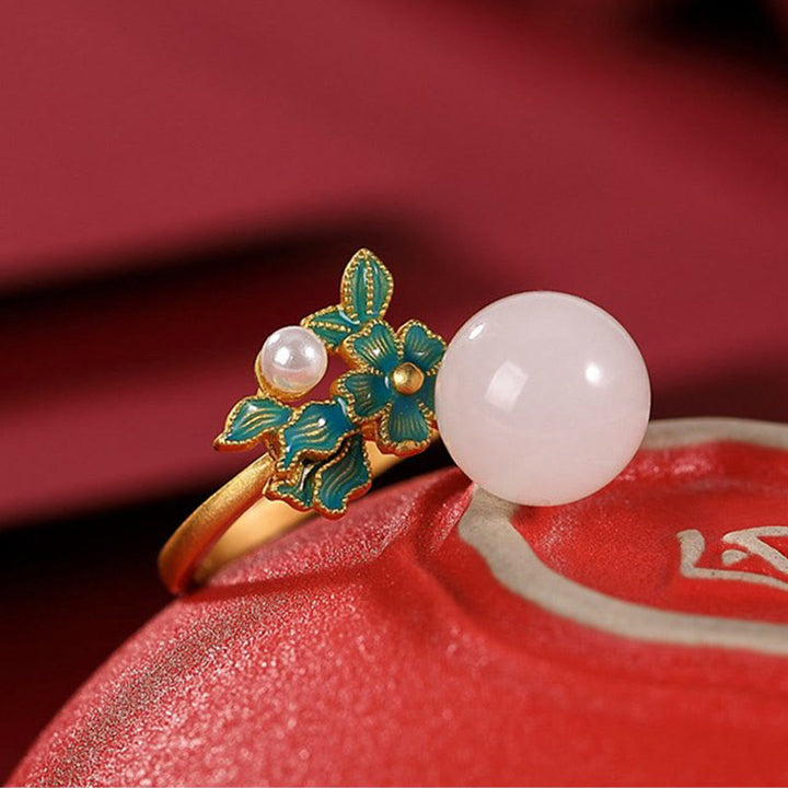 Collier pendentif bague boucles d'oreilles en argent sterling 925 Buddha Stones en jade blanc
