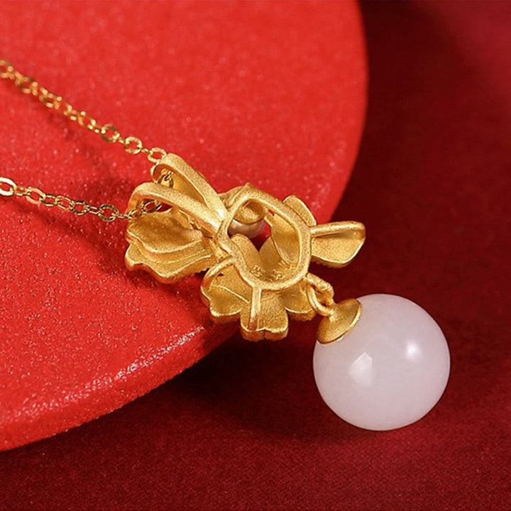 Collier pendentif bague boucles d'oreilles en argent sterling 925 Buddha Stones en jade blanc