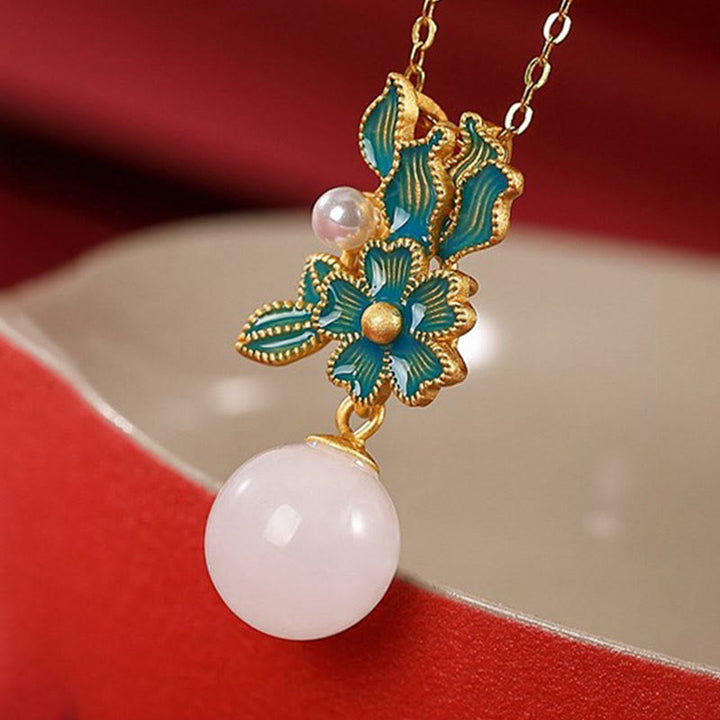 Collier pendentif bague boucles d'oreilles en argent sterling 925 Buddha Stones en jade blanc