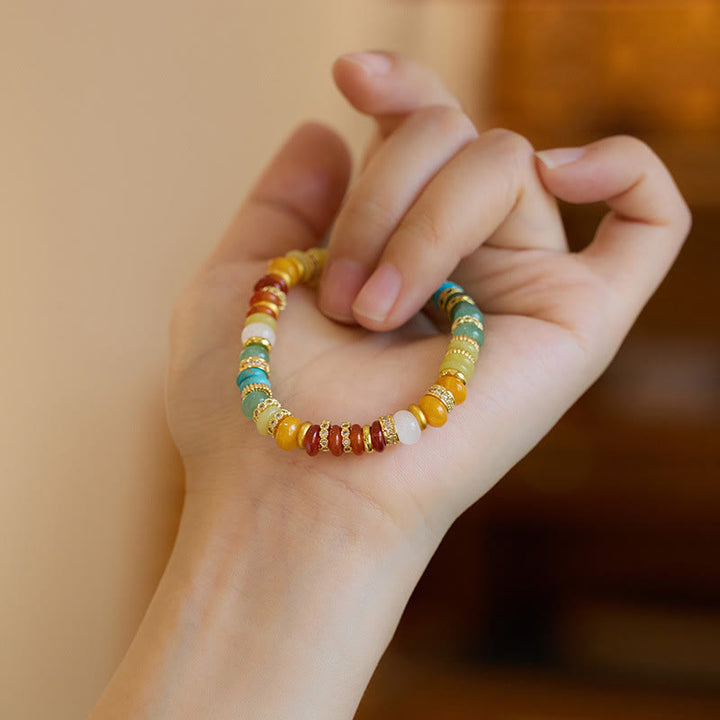 Bracelet de confiance arc-en-ciel en agate rouge naturelle et jade de Buddha Stones