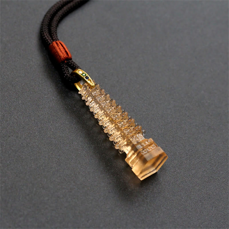 Collier de sagesse de la pagode antique Liuli avec Buddha Stones