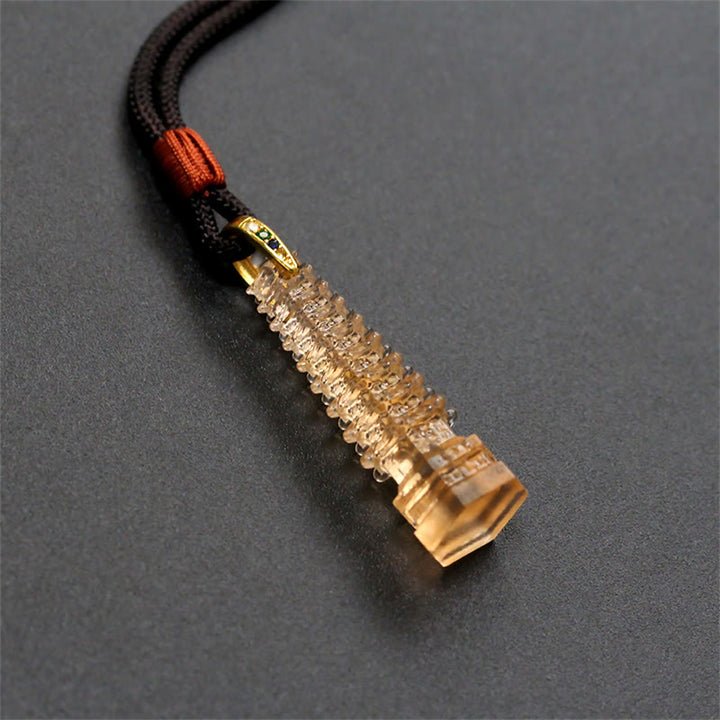Collier de sagesse de la pagode antique Liuli avec Buddha Stones