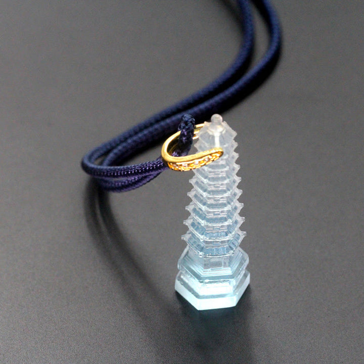 Collier de sagesse de la pagode antique Liuli avec Buddha Stones
