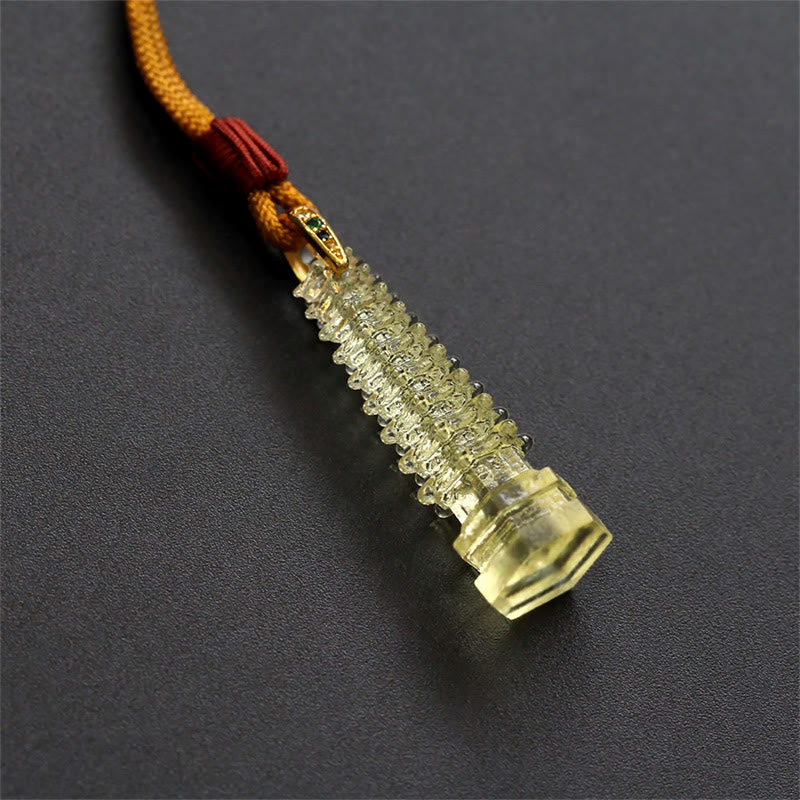 Collier de sagesse de la pagode antique Liuli avec Buddha Stones